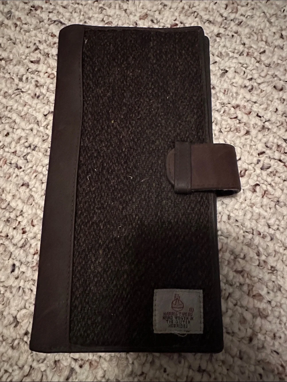 Women’s Dark Brown Leather & Fabric Clutch Wallet
